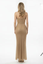 Strapless Sweetheart Neckline Gown with Side Slit and Texture