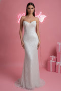 Strapless Embellished Sweetheart Neckline Floor-Length Gown