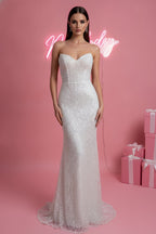 Strapless Embellished Sweetheart Neckline Floor-Length Gown