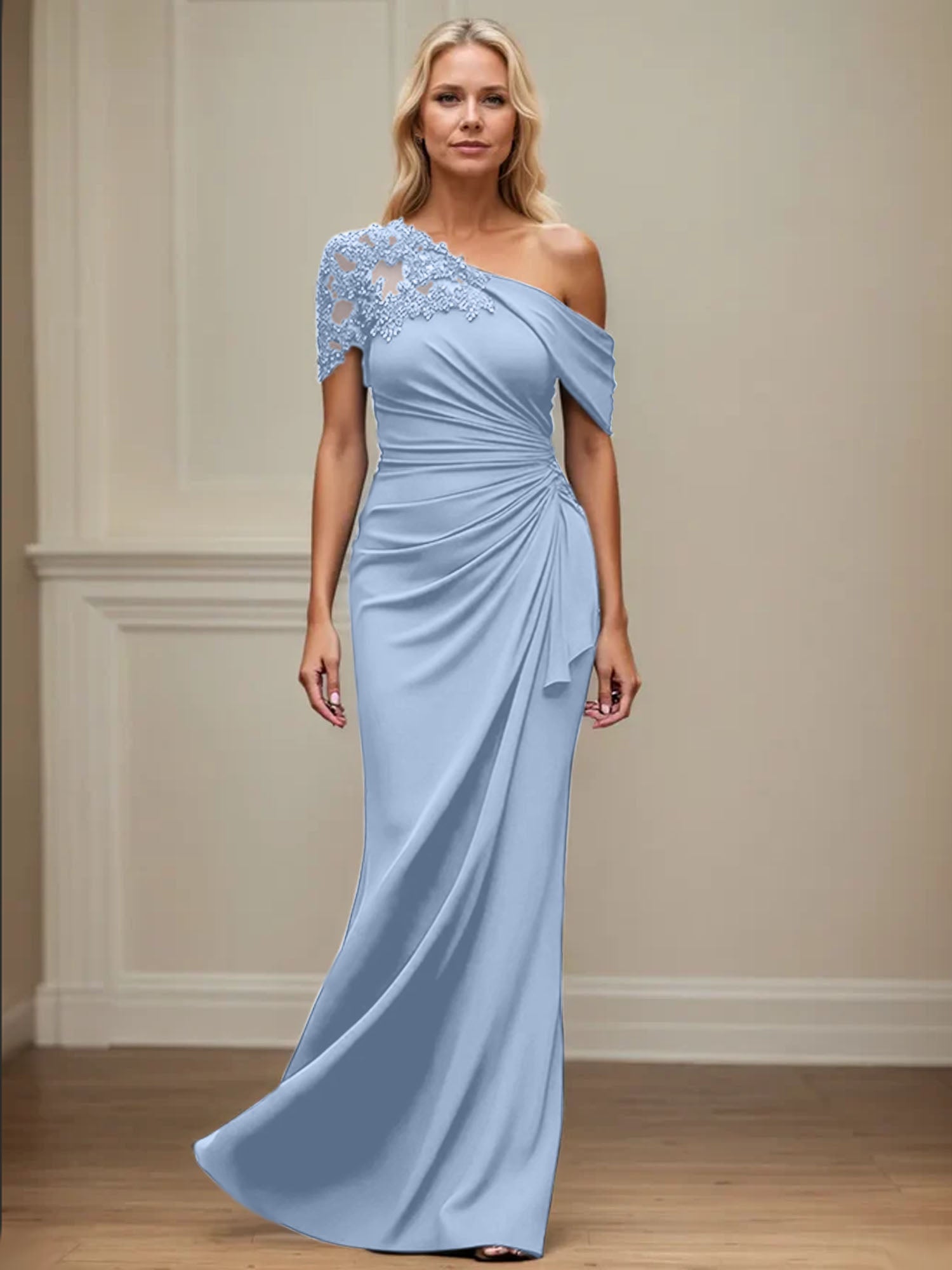 Trumpet/Meerjungfrau Mutter-der-Braut-Kleid mit asymmetrischem Schnitt und Applikationen