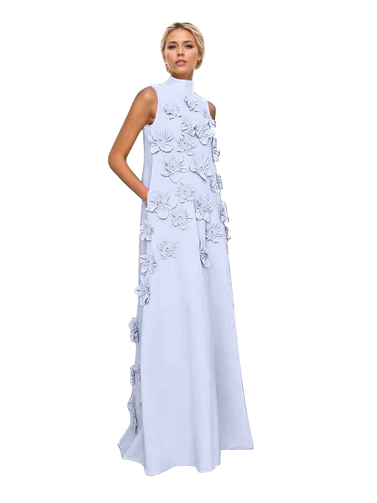 Vestido Longo Hank com Aplicação de Flores