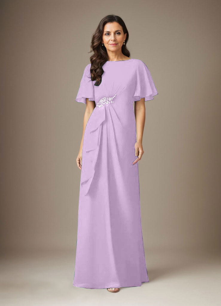 Dunkelmarineblaues Etuikleid mit Perlenbesatz aus Chiffon