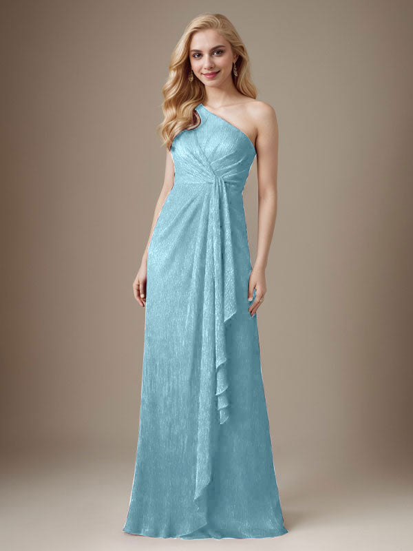 Rubinrotes Etuikleid mit einer Schulter aus metallischem Mesh Mutterkleid der Braut