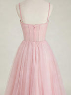 Light Pink Sweetheart Glitter Tulle Corset Prom Dress