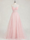 Light Pink Sweetheart Glitter Tulle Corset Prom Dress
