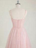 Light Pink Sweetheart Glitter Tulle Corset Prom Dress