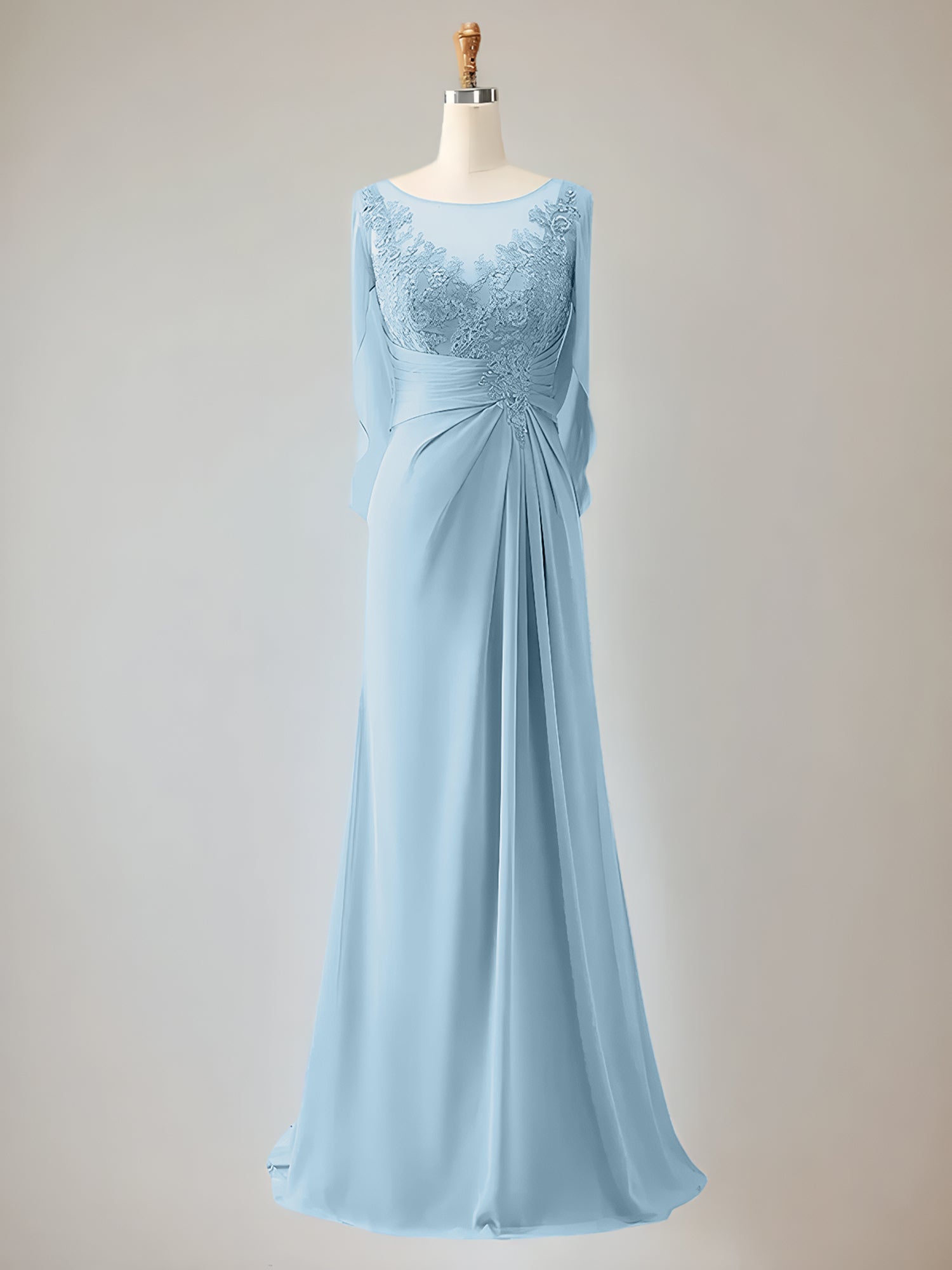 Trumpet/Mermaid Chiffon-Mutter-der-Braut-Kleid mit Rundhalsausschnitt, 1/2-Ärmeln und Perlenbesatz