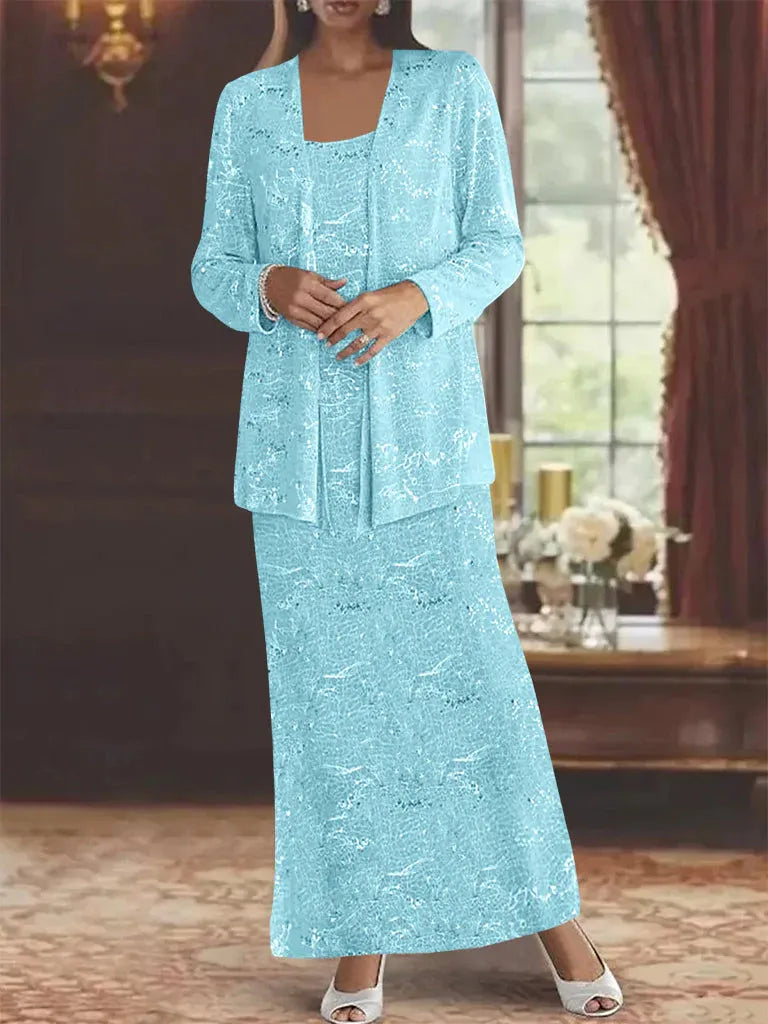 Chiffon-Brautmutterkleider mit Pailletten und Jacke