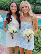 Light Blue Strapless Short Homecoming Mini Dress