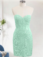 Light Green Corset Sequins Sweetheart Short Tight Homecoming Dress with Lace-up Back