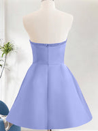 Light Purple A Line Strapless Cut Out Homecoming Dress with Beading