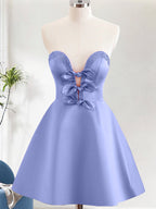 Light Purple A Line Strapless Cut Out Homecoming Dress with Beading