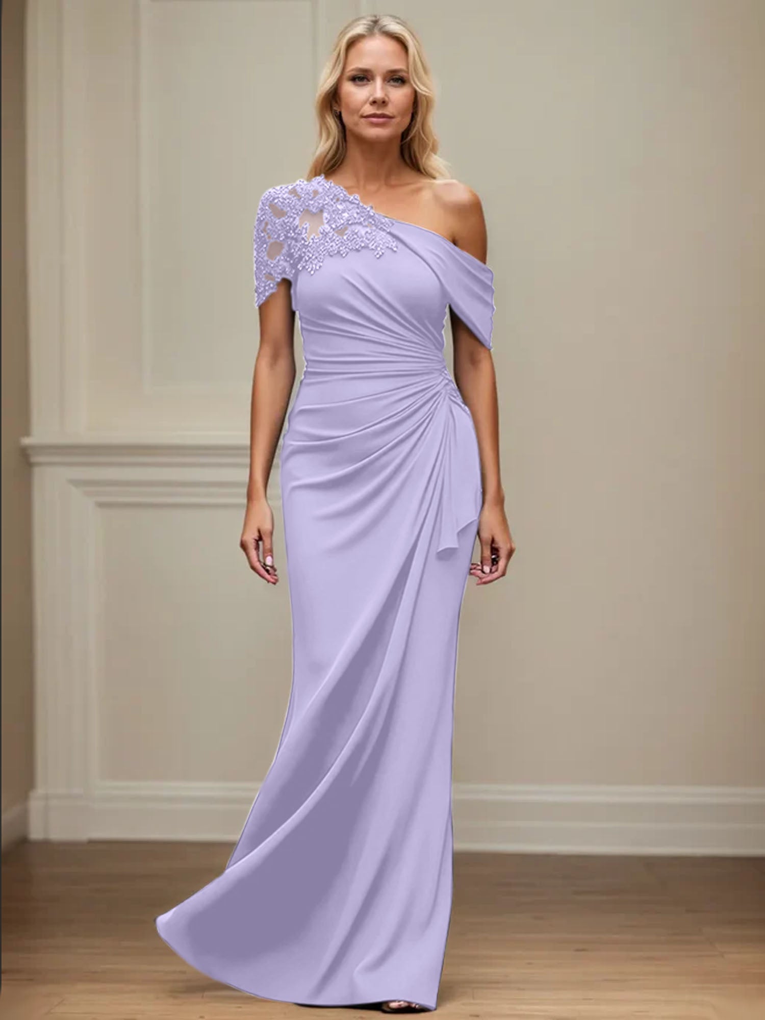Trumpet/Meerjungfrau Mutter-der-Braut-Kleid mit asymmetrischem Schnitt und Applikationen