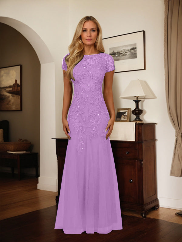 Dark Navy Mermaid Scoop Sequins Tulle Dress