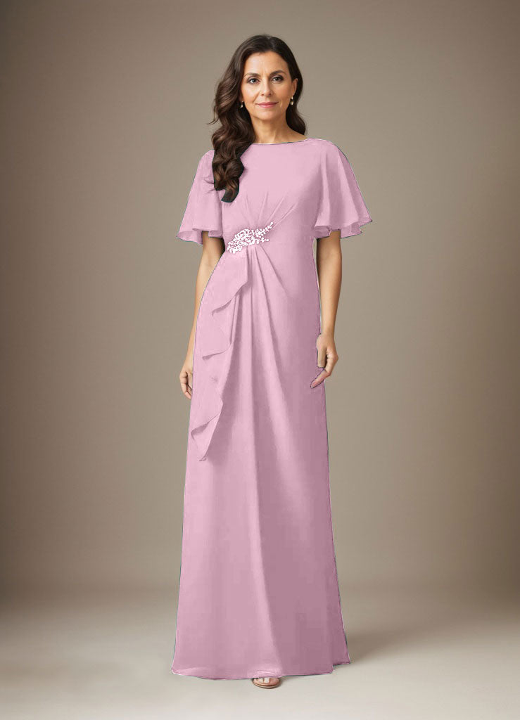 Dunkelmarineblaues Etuikleid mit Perlenbesatz aus Chiffon