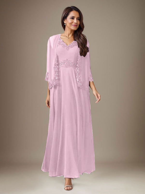 Pflaume A-Linie Pailletten Chiffon Kleid