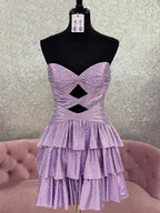 Orange A Line Strapless Sweetheart Satin Homecoming Dress with Keyhole