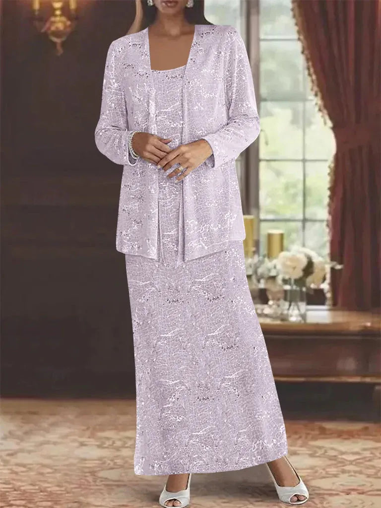 Chiffon-Brautmutterkleider mit Pailletten und Jacke