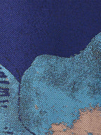 Royal Blue A Line Satin Jewel Neckline Sleeveless Floor Length Floral Dress