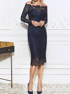 Vestidos de madre de la novia corte columna off the shoulder con apliques