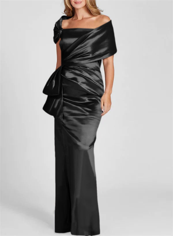 Etuikleid/Säulenkleid schulterfrei, bodenlang, Mutter-der-Braut-Kleid