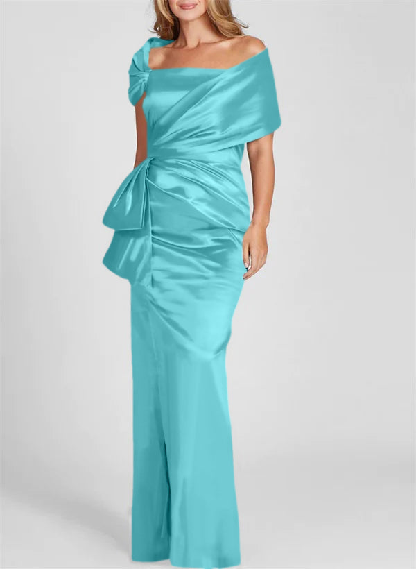 Etuikleid/Säulenkleid schulterfrei, bodenlang, Mutter-der-Braut-Kleid