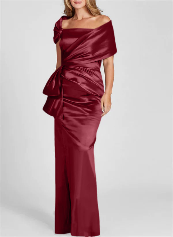 Etuikleid/Säulenkleid schulterfrei, bodenlang, Mutter-der-Braut-Kleid