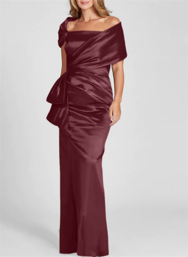 Etuikleid/Säulenkleid schulterfrei, bodenlang, Mutter-der-Braut-Kleid