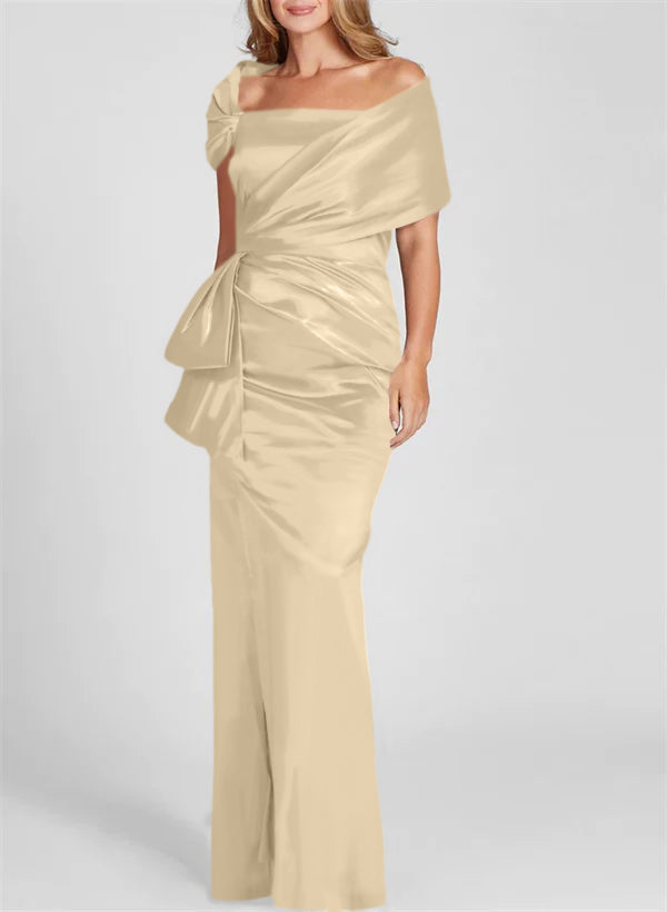 Etuikleid/Säulenkleid schulterfrei, bodenlang, Mutter-der-Braut-Kleid