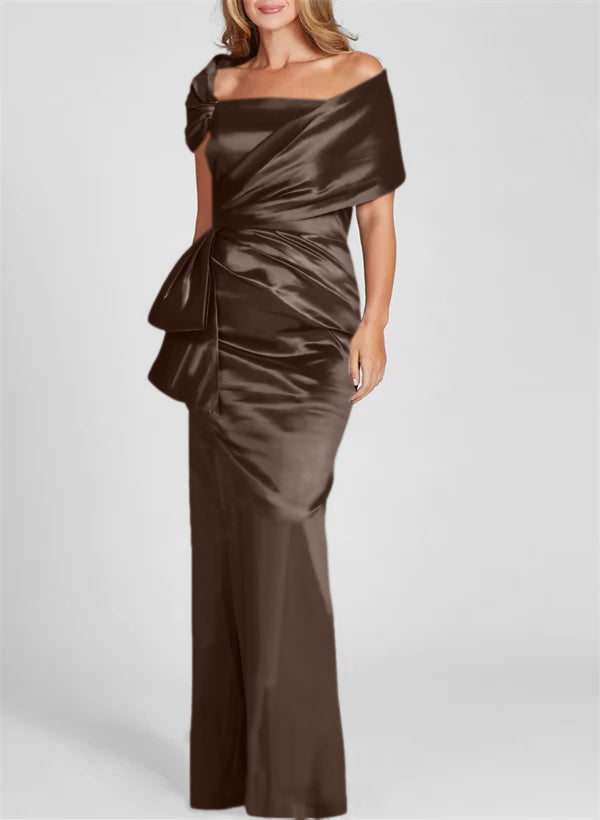 Etuikleid/Säulenkleid schulterfrei, bodenlang, Mutter-der-Braut-Kleid