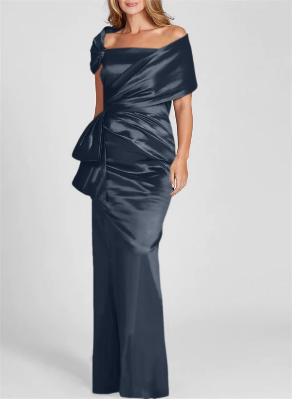 Etuikleid/Säulenkleid schulterfrei, bodenlang, Mutter-der-Braut-Kleid