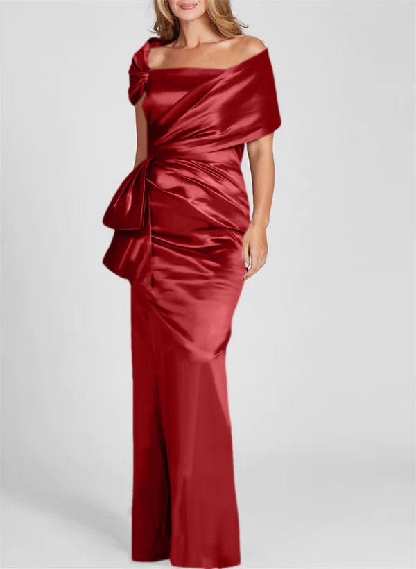 Etuikleid/Säulenkleid schulterfrei, bodenlang, Mutter-der-Braut-Kleid