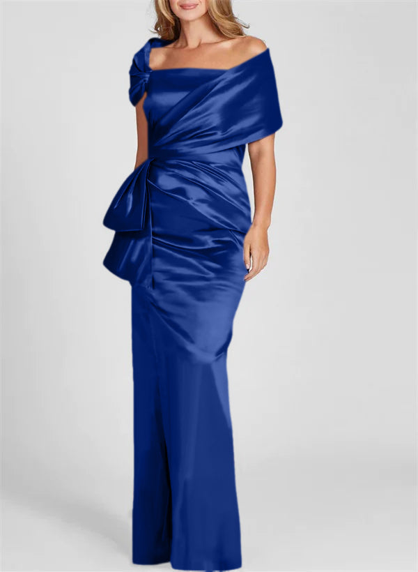 Etuikleid/Säulenkleid schulterfrei, bodenlang, Mutter-der-Braut-Kleid