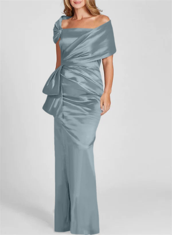 Etuikleid/Säulenkleid schulterfrei, bodenlang, Mutter-der-Braut-Kleid