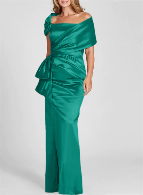 Etuikleid/Säulenkleid schulterfrei, bodenlang, Mutter-der-Braut-Kleid