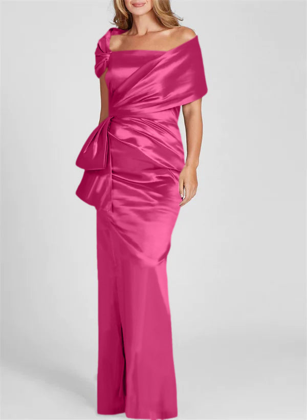 Etuikleid/Säulenkleid schulterfrei, bodenlang, Mutter-der-Braut-Kleid
