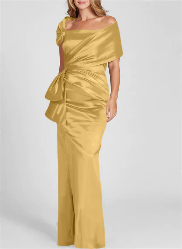 Etuikleid/Säulenkleid schulterfrei, bodenlang, Mutter-der-Braut-Kleid