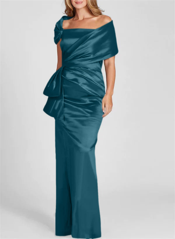 Etuikleid/Säulenkleid schulterfrei, bodenlang, Mutter-der-Braut-Kleid