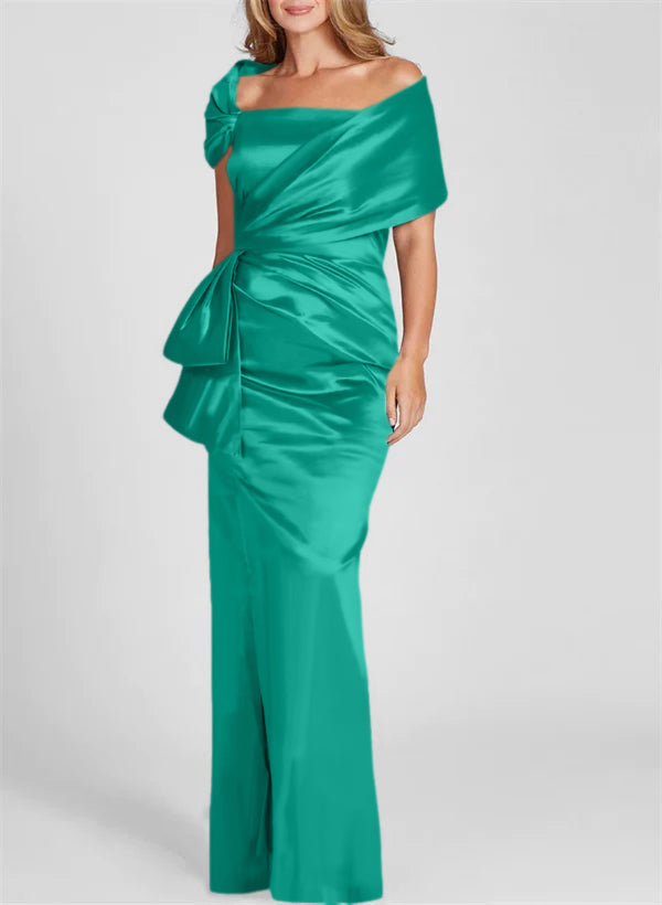 Etuikleid/Säulenkleid schulterfrei, bodenlang, Mutter-der-Braut-Kleid