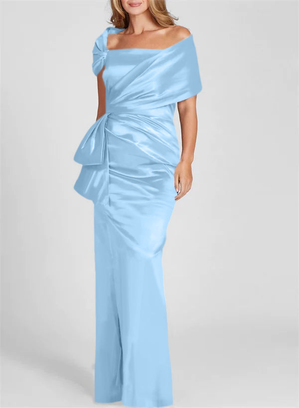 Etuikleid/Säulenkleid schulterfrei, bodenlang, Mutter-der-Braut-Kleid