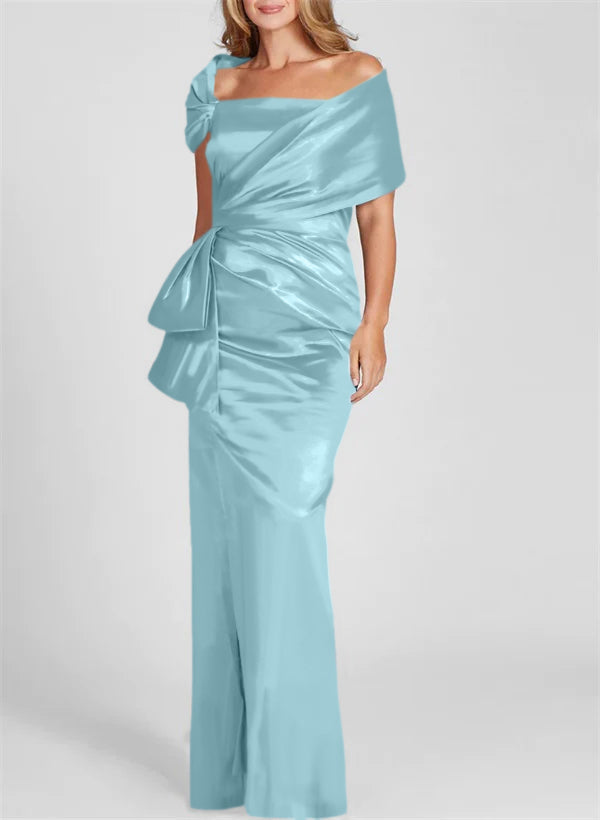 Etuikleid/Säulenkleid schulterfrei, bodenlang, Mutter-der-Braut-Kleid
