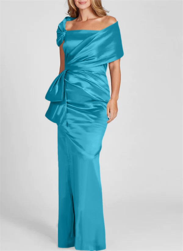 Etuikleid/Säulenkleid schulterfrei, bodenlang, Mutter-der-Braut-Kleid