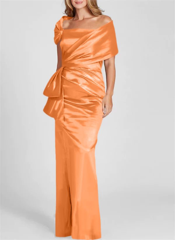 Etuikleid/Säulenkleid schulterfrei, bodenlang, Mutter-der-Braut-Kleid