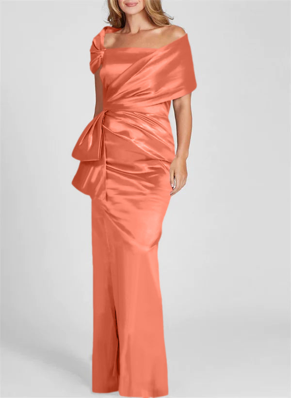 Etuikleid/Säulenkleid schulterfrei, bodenlang, Mutter-der-Braut-Kleid