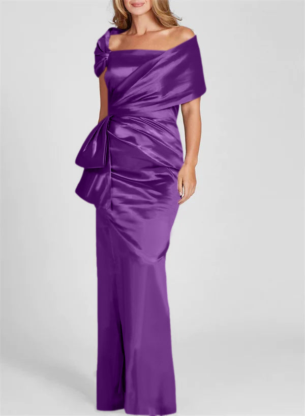 Etuikleid/Säulenkleid schulterfrei, bodenlang, Mutter-der-Braut-Kleid