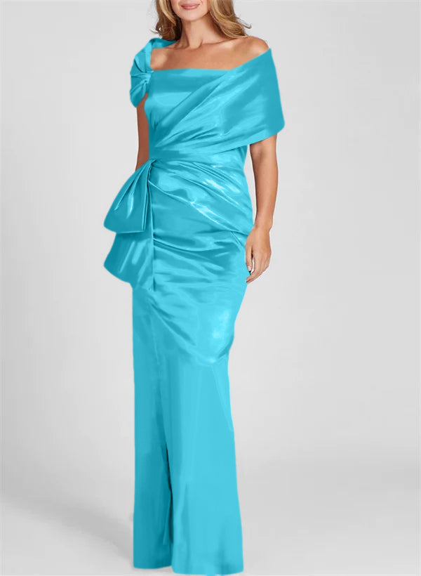 Etuikleid/Säulenkleid schulterfrei, bodenlang, Mutter-der-Braut-Kleid
