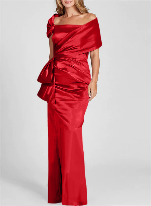 Etuikleid/Säulenkleid schulterfrei, bodenlang, Mutter-der-Braut-Kleid