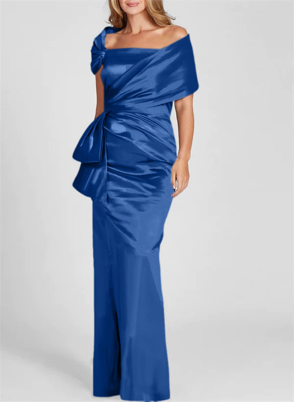 Etuikleid/Säulenkleid schulterfrei, bodenlang, Mutter-der-Braut-Kleid
