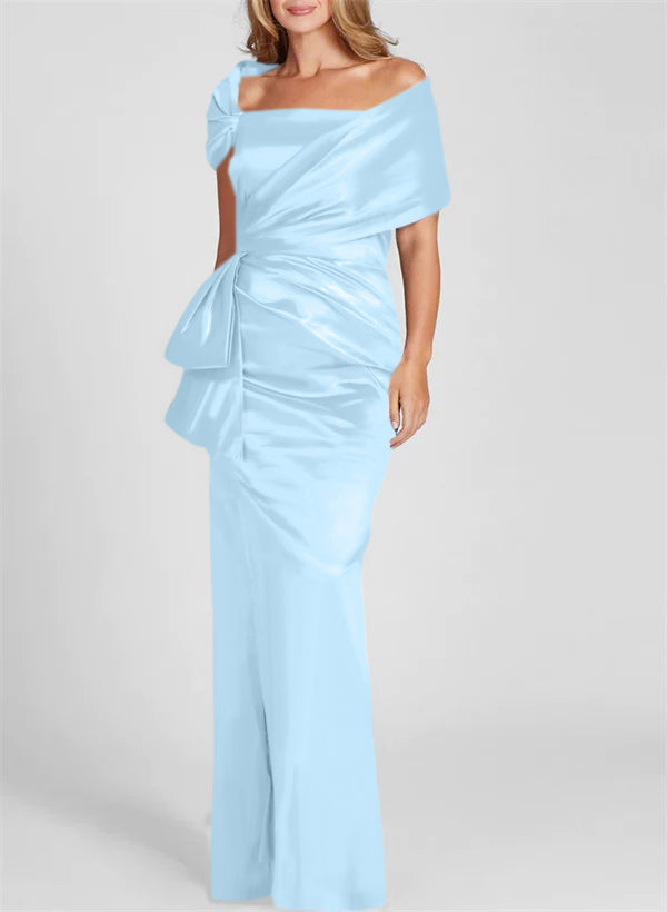 Etuikleid/Säulenkleid schulterfrei, bodenlang, Mutter-der-Braut-Kleid