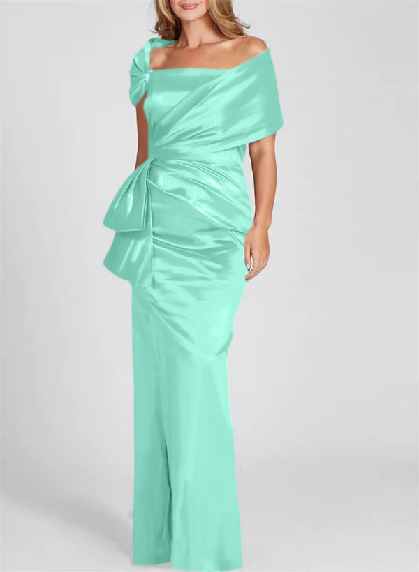 Etuikleid/Säulenkleid schulterfrei, bodenlang, Mutter-der-Braut-Kleid